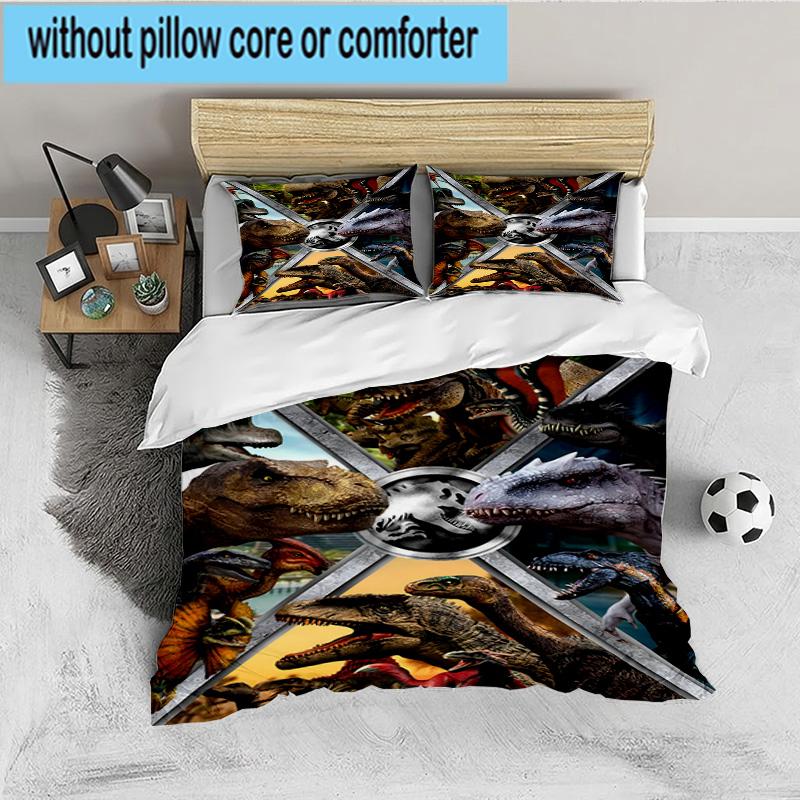 Jura-ssic Dinosaurs Battle 3PCS Bedding set,Ideal for 1pc Duvet Cover And 2pcs Pillowcases Perfect for Fan gift,Ideal for Bedroom, Dormitory