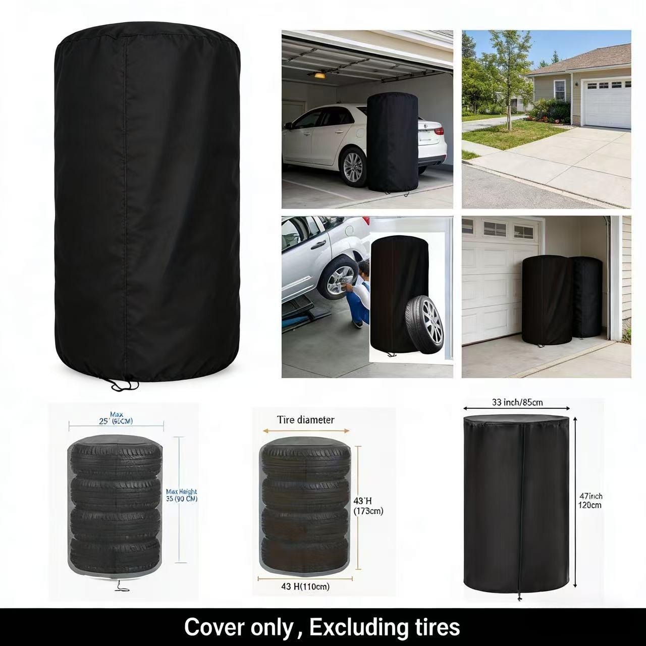 

210D Oxford Cloth Tire Cover - Special for Outdoor Car Tires, Dust Cover Equipped with Zipper Tire Cover 65x90cm чёрный