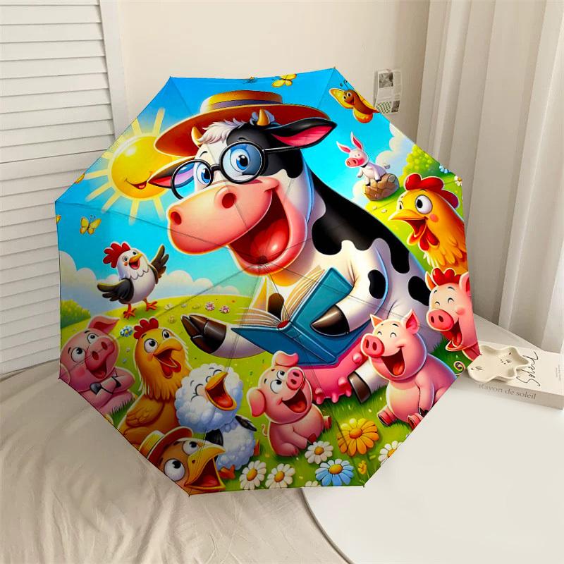 

1PC cow farm Umbrella-8-Rib Reinforced, Automatic Open, Lightweight & Durable, Cute Fashion Accessory for Outdoor-T341