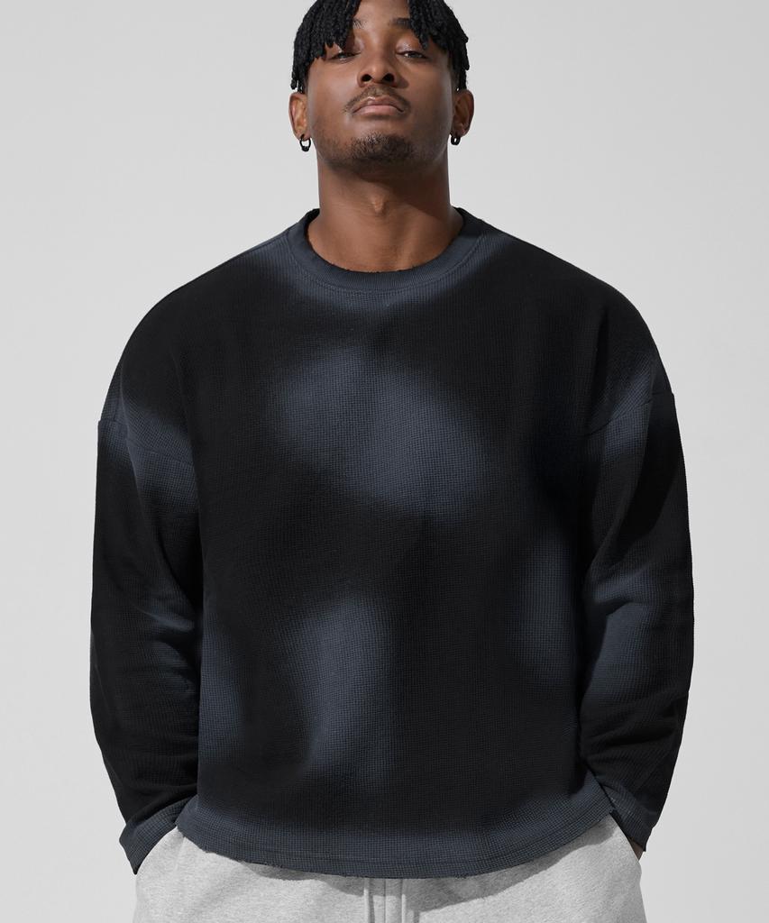 DRIX Vintage Waffle Oversized Long Sleeve_Charcoal