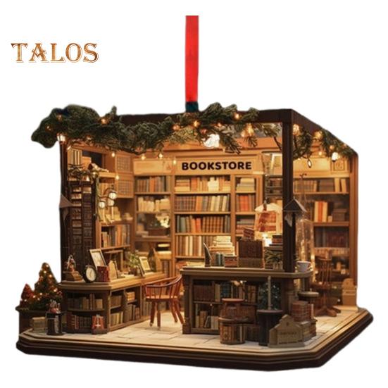 

Рождественский книжный магазин, украшение из акрила, сложенная книга, подвесное украшение, рождественская елка, книжный подарок для любителя книг, праздничный декор для дома в виде елки F