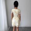 European and American New Mesh Embroidered Square Collar Waist and Thin Temperament Holiday Dress