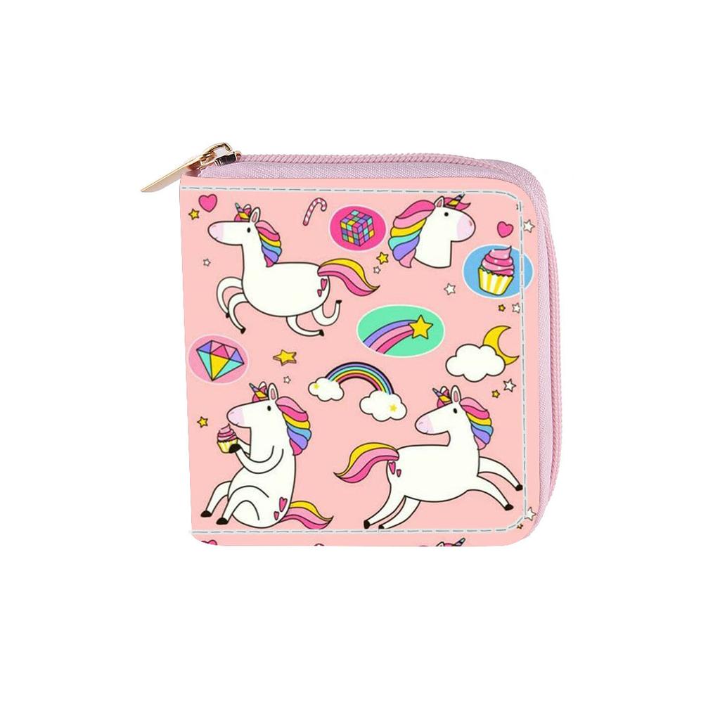 New Unicorn Short Zipper Small Wallet, Rainbow Wallet.