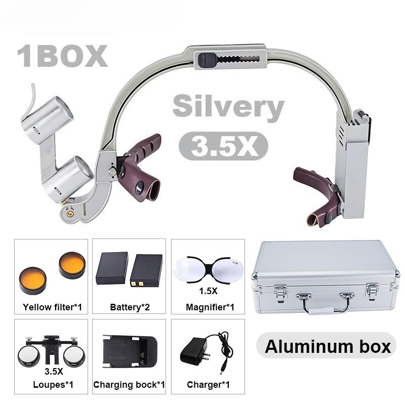 Binoclu Chirurgical cu Magnifier pentru Materiale Dentare cu Bandă de Cap Confortabilă Lampă Frontală LED cu Magnifier Dentar Mărire 2.5x/3.5x