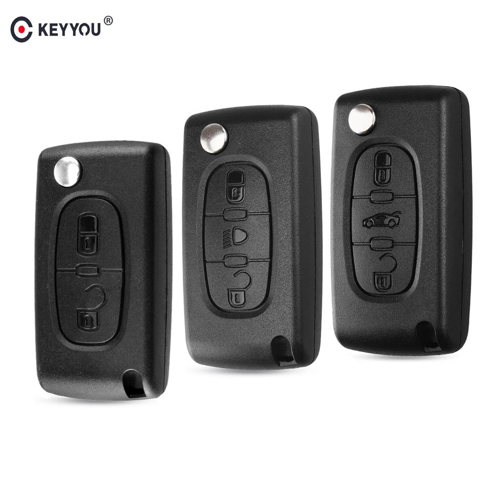 Remote Key Case For Peugeot 207 307 308 407 607 807 For Citroen C2 C3 C4 C5 C6 Flip Folding Car Key Shell 2/3/4 Buttons
