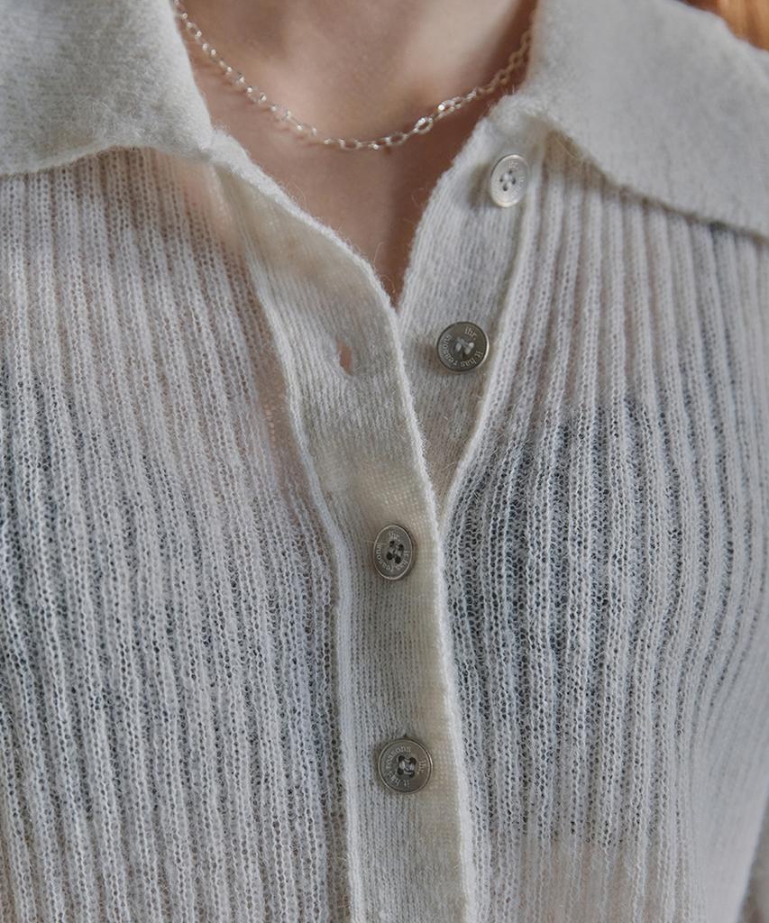 IHR Deep Button Collar Knit / Ivory