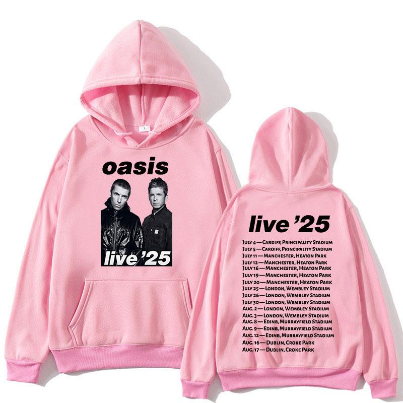 O-Oasis Live 25 Tour Hoodies Rock Band Punk Men Women Clothing Fashion Hip Hop Long Sleeves Hooded Sweatshirt Oversized Pullover