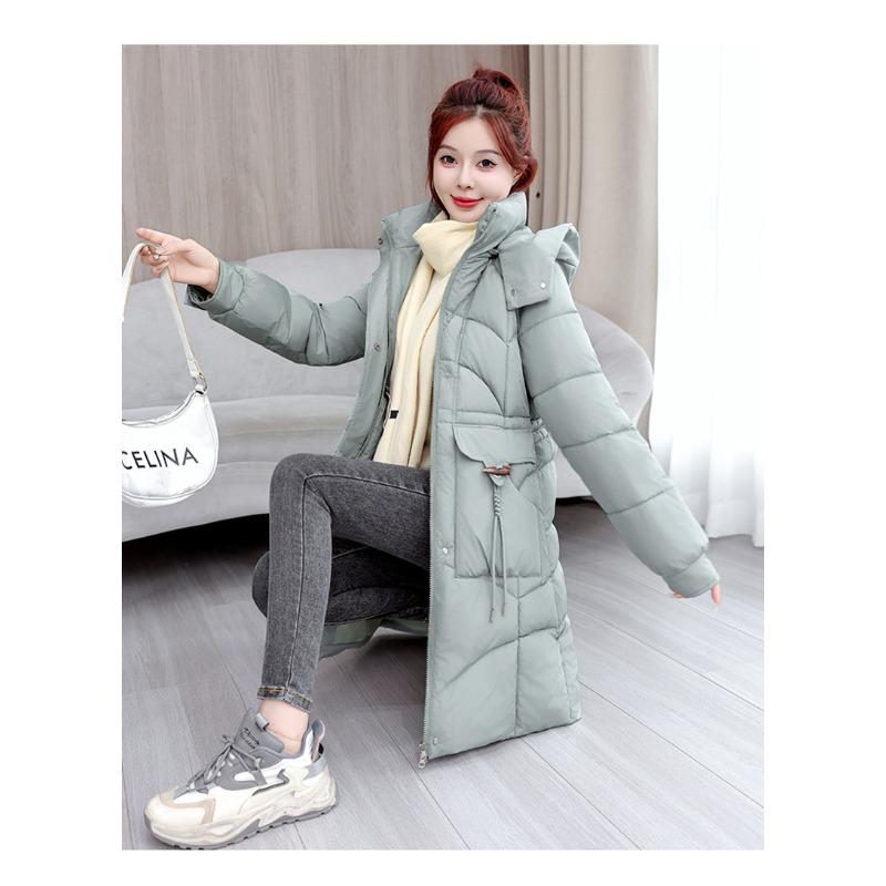 Zimní Nové Vatované Oblečení Dámské Ležérní Středně Dlouhé Pasové Zesílené Teplé Bavlněné Sako