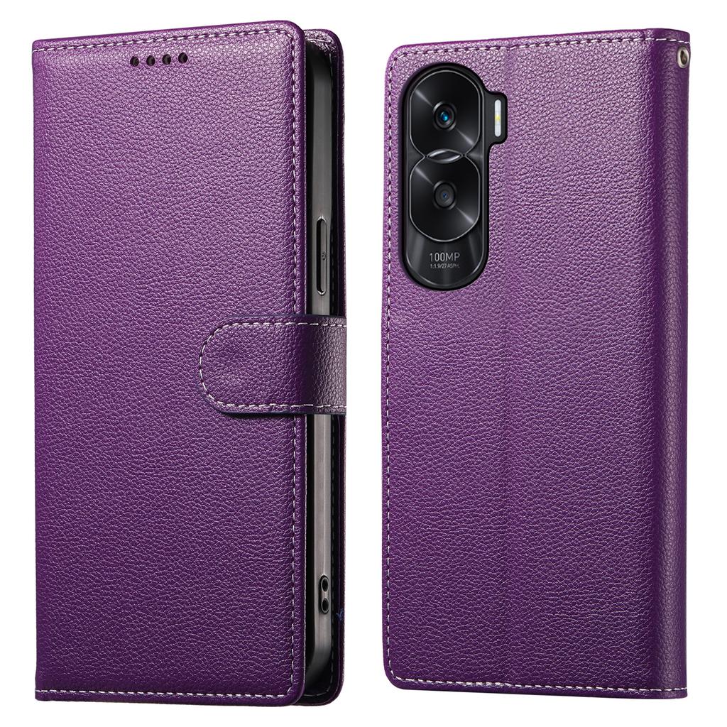DF-012 For Honor 90 Lite 5G/X50i 5G Case Litchi Texture Leather Magnetic Clasp Wallet Stand Phone Cover