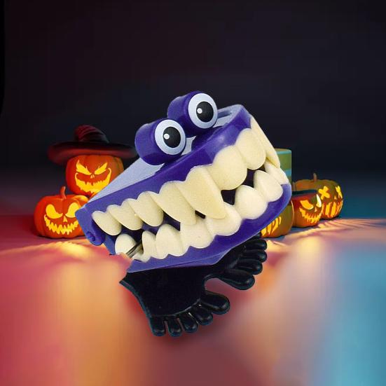 Clockwork Toy Creative Shape Big Eyes Jumping Denture Educational Mechanical Toy Halloween Prank Decoration Gift