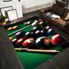 Billiard Balls and Cue On Green Felt Rug Non-slip Rug Suitable for Living Room and Bedroom Sofas.