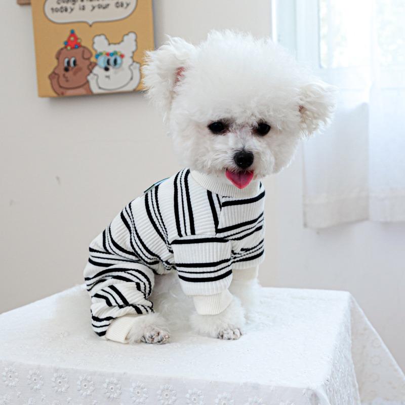 Pet circle, pet clothes, dog and cat clothing, clothing, one-piece black and white strip home clothes