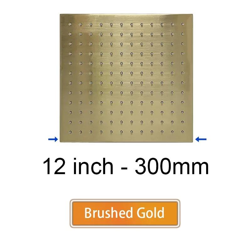 Bathroom Accessories Bath Square Rain Shower Head Quality Brass Shower, Brushed Gold, Rose, Black, Chrome, Brushed Grey