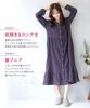ON NISHIKI Maternity Long Sleeve Dress with Nursing Open Long Nursing Nightgown Pajamas, Opening, 100% Cotton, Double-Layer Gauze, Front, Length,