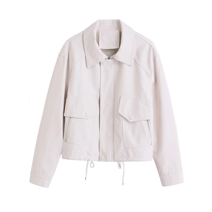 Vintage Leather Jacket Women's Spring and Autumn New Loose Black Short Jacket Motorcycle Top