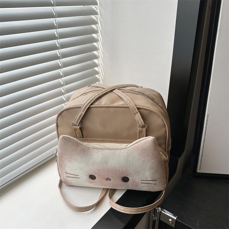 

Cute toast kitten bag women 2025 new trendy fashion multi-functional backpack large capacity cartoon backpack світло-коричневого кольору