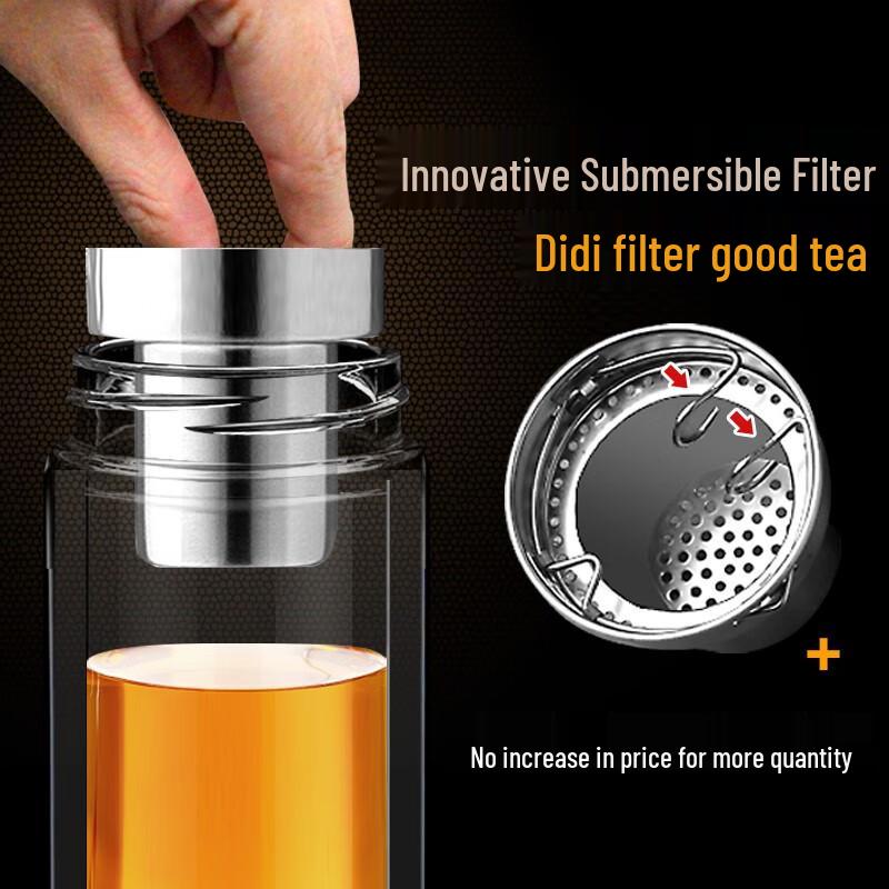 Portable Double Wall Glass Tea Infuser Cup