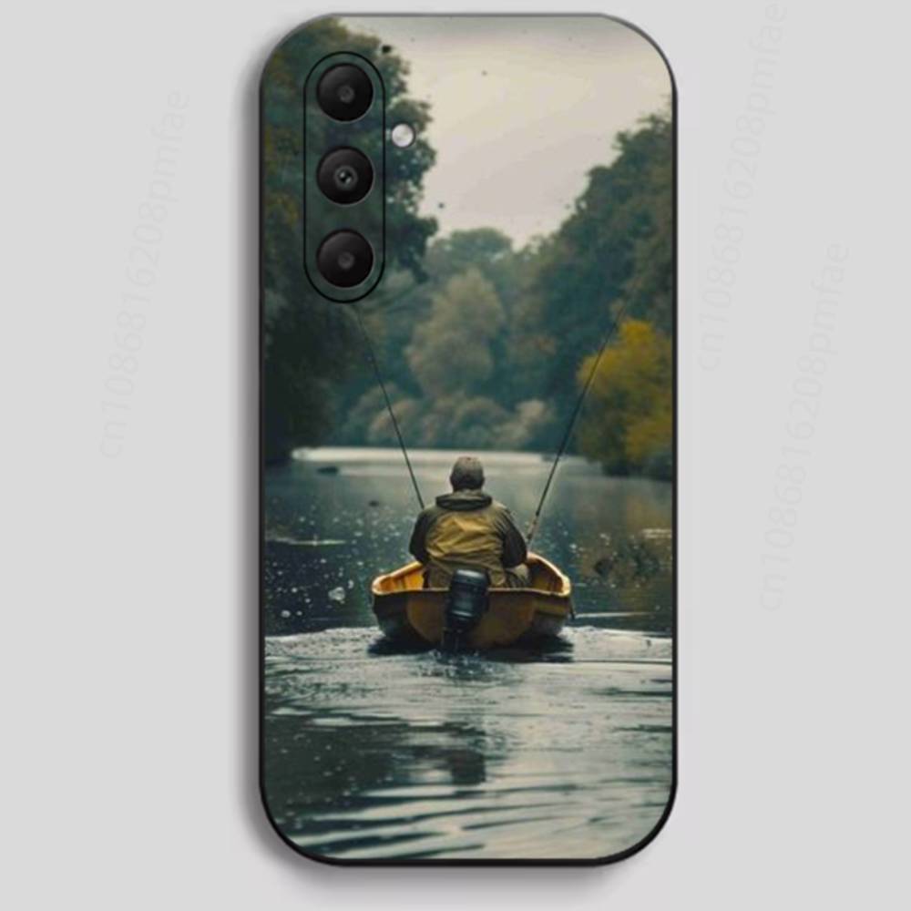 Bass Boat Lure Fishing Phone Case For Samsung Galaxy A13,21s,22,31,32,40,52,71,A91 Soft Black Shell