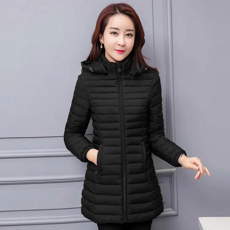 

Куртка средней длины и длинная, корейская версия, приталенная и тонкая, большого размера, с подкладкой, зимняя, куртка для среднего и пожилого возраста 6XL чёрный