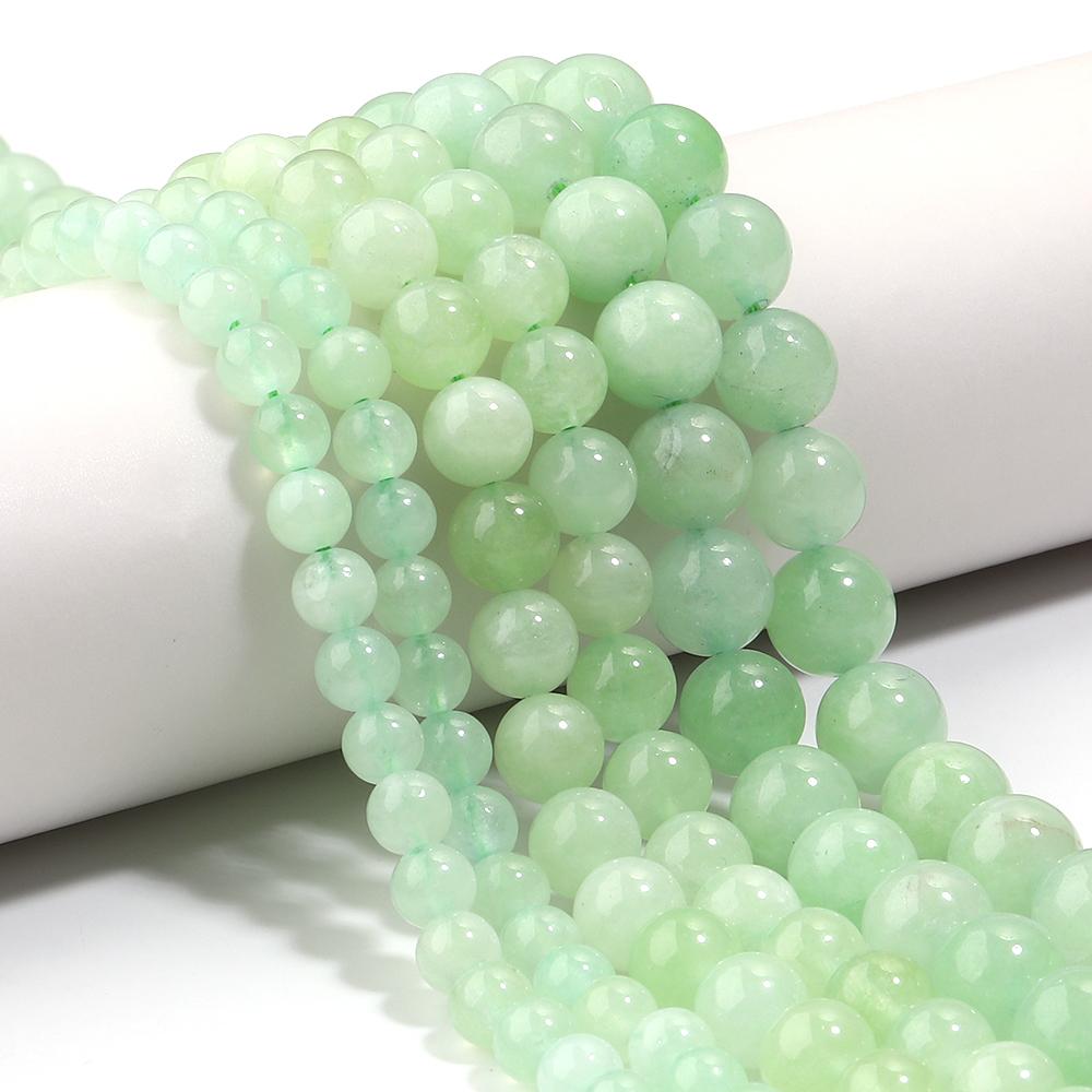 1 Strand 6 8 10mm Natural Stone Beads Green Jade Round Loose Gemstone Beads For Jewelry Making DIY Bracelet Necklace Accessories
