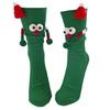 Christmas Funny Hand Socks Novelty Cartoon Big Eyes Middle Tube Socks Hosiery for Adult Kids Holiday Festival Party Gift