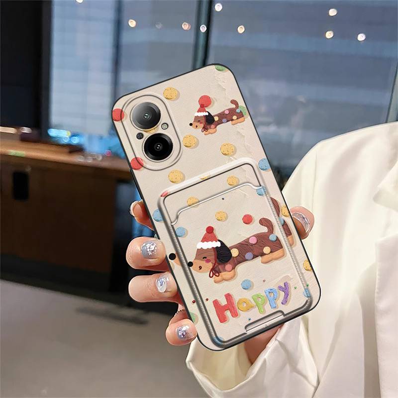 Durable Fashion Design Phone Case For Realme C67 4G/Realme12 Lite Card slot Graffiti TPU Anti-dust Cartoon Card sleeve