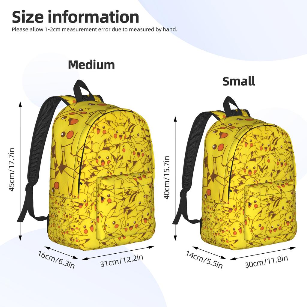 Fashion Pokemon Pikachu Backpack  Mochilas New Campus Zipper Closure Rucksack