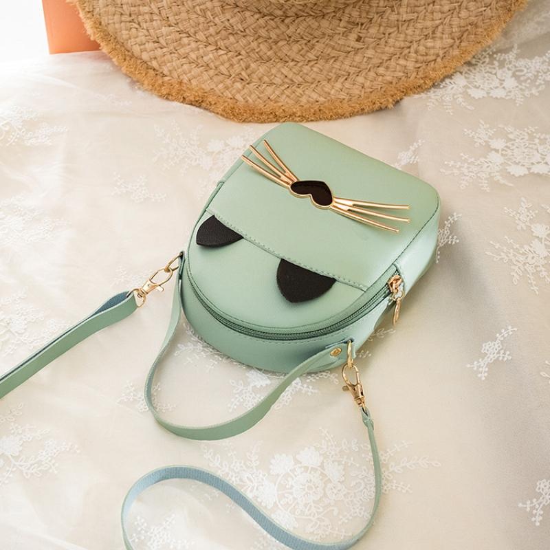 Trendy Casual Ladies Small Fresh Bag Shoulder Backpack Cat Handbag Tassel Phone Bag's PU Leather Student Backpack