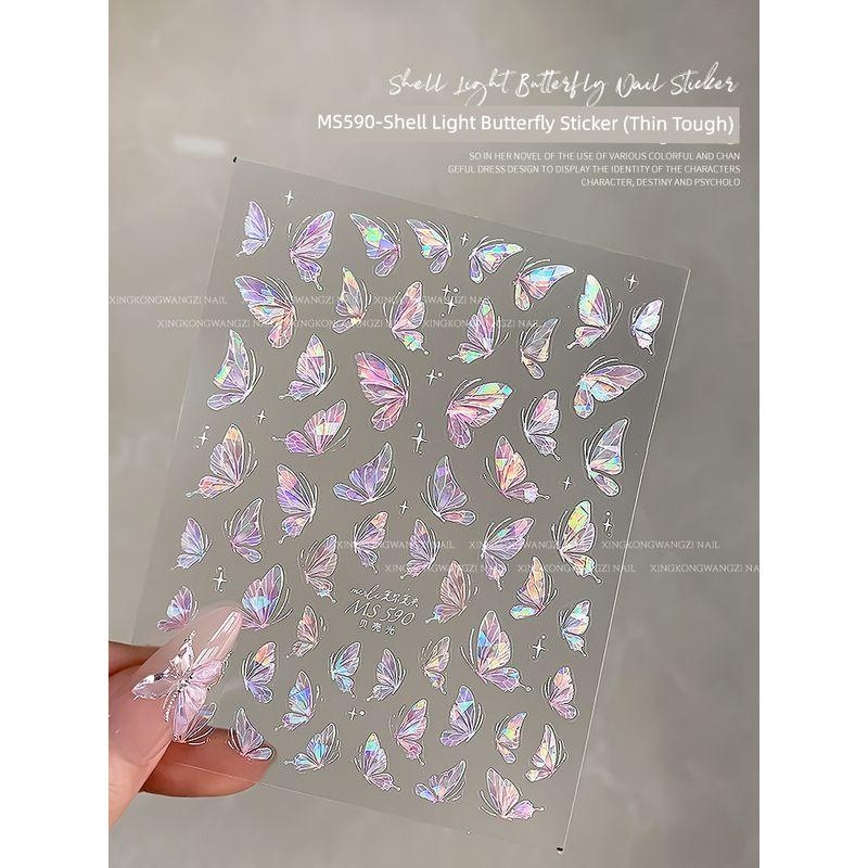 

Shell White Nail Sticker Pearls Strap Adhesive Bright Crystal MS590-Shell Light Butterfly Sticker