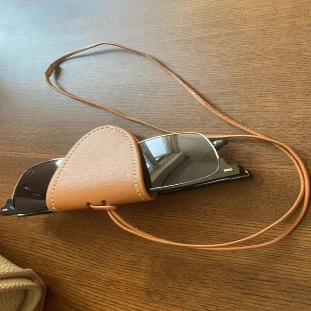 Anti-lost Pu Leather Magnetic Hat Clip Neck Hanging Sunglasses Storage Lanyard Glasses Clip  Girl