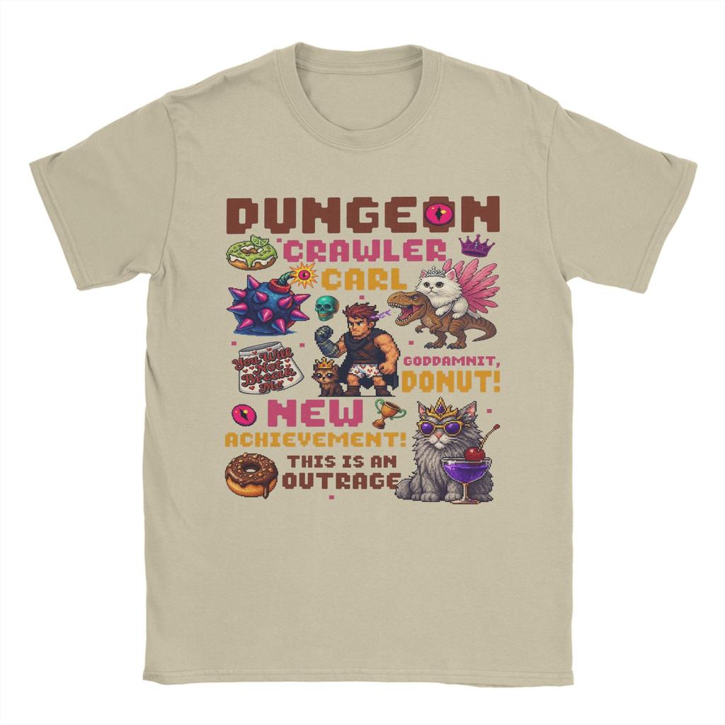 ZX Princess Donut and Mongo T Shirts Mens  Pure Cotton Vintage TShirt Round Collar Dungeon Crawler Carl Tee Shirt Clothes Summer
