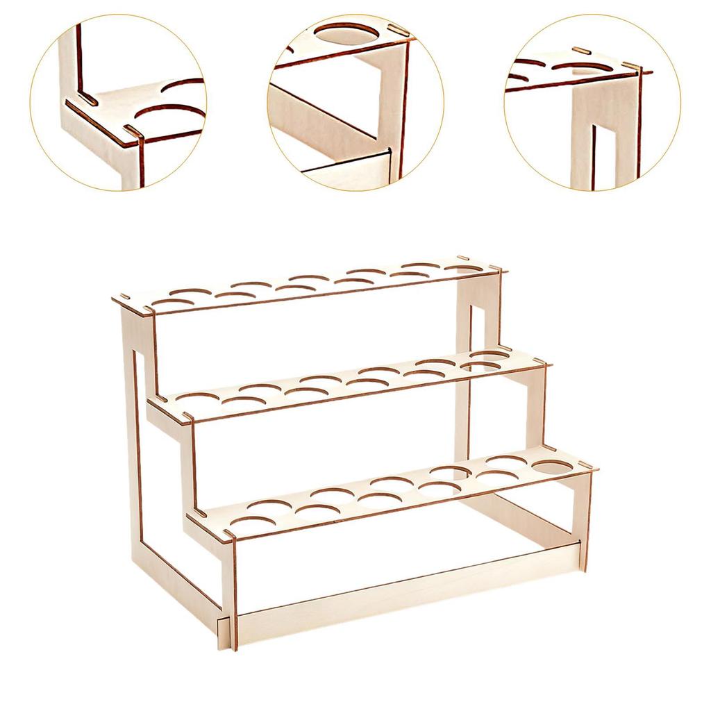 Wooden Ice Cream Cone Holder Shelf 33 Holes Decorative Sturdy 3 Layered Display Stand Pastry Rack