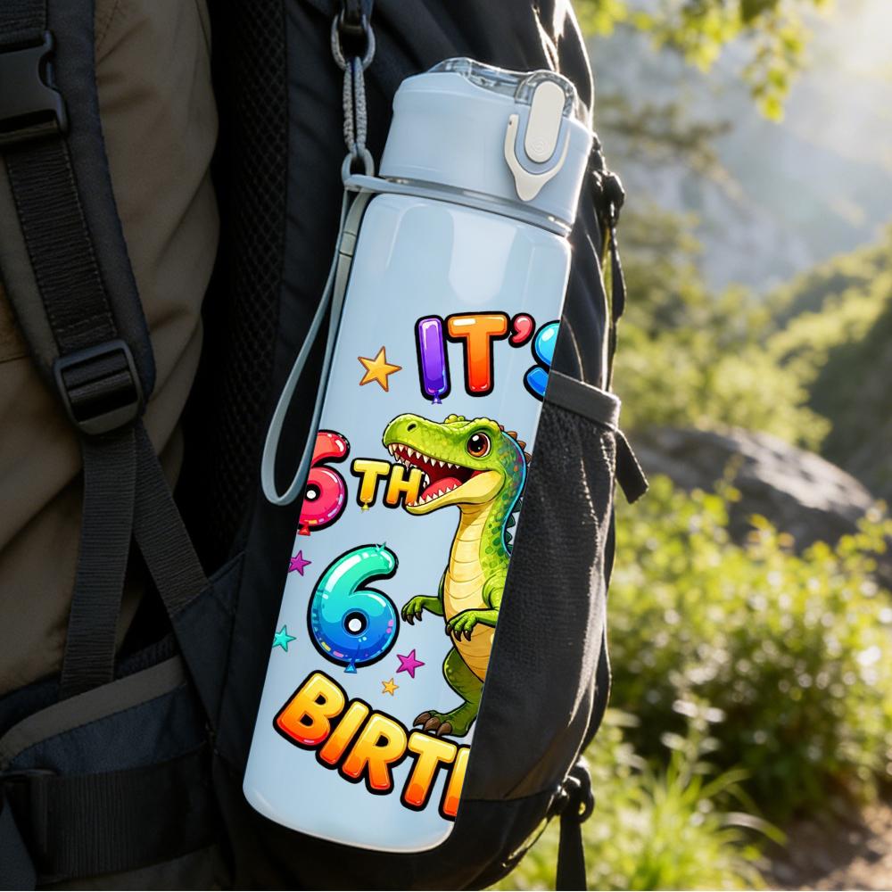 1PC It Is My 6th Birthday Dragon Splash 750ml Color Plastic Water Bottle Leakproof Flip Straw Lid For Sports Office Home Use