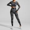European American Tie-Dye Butt-Lift Yoga Set: Long Sleeve, Seamless Fitness Clothing with Hollow Out Design