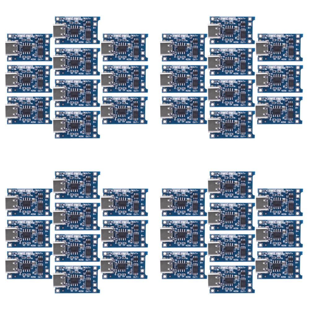30-100pcs TP4056 Lithium Battery Charger Module 1A Portable Battery Charger Panel Type C 4.5V-5V for Lithium Batteries