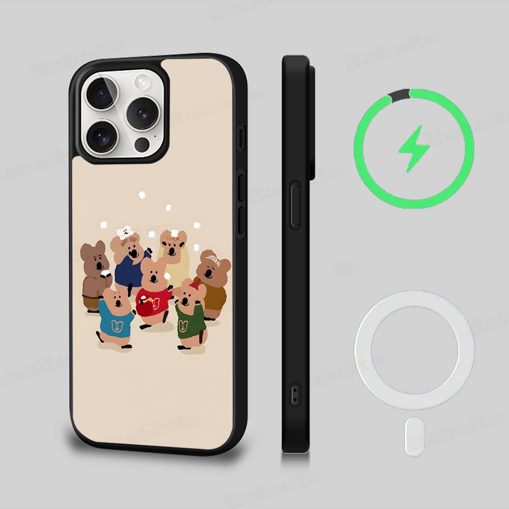 Cute Bear Quokkas Magsafe Phone Case For IPhone 16 15 14 13 12 11 17 Pro Max Plus Magnetic Wireless Cover