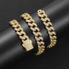 JUXIN Fashion Hip Hop Jewelry 14K Gold Plated Miami Cuban Necklace Spring Clasp 12mm Bling CZ Iced Out Cuban Link Chain