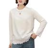 Women's Lace Patchwork Long Sleeve Round Neck Casual Top - Spring 2025 Collection