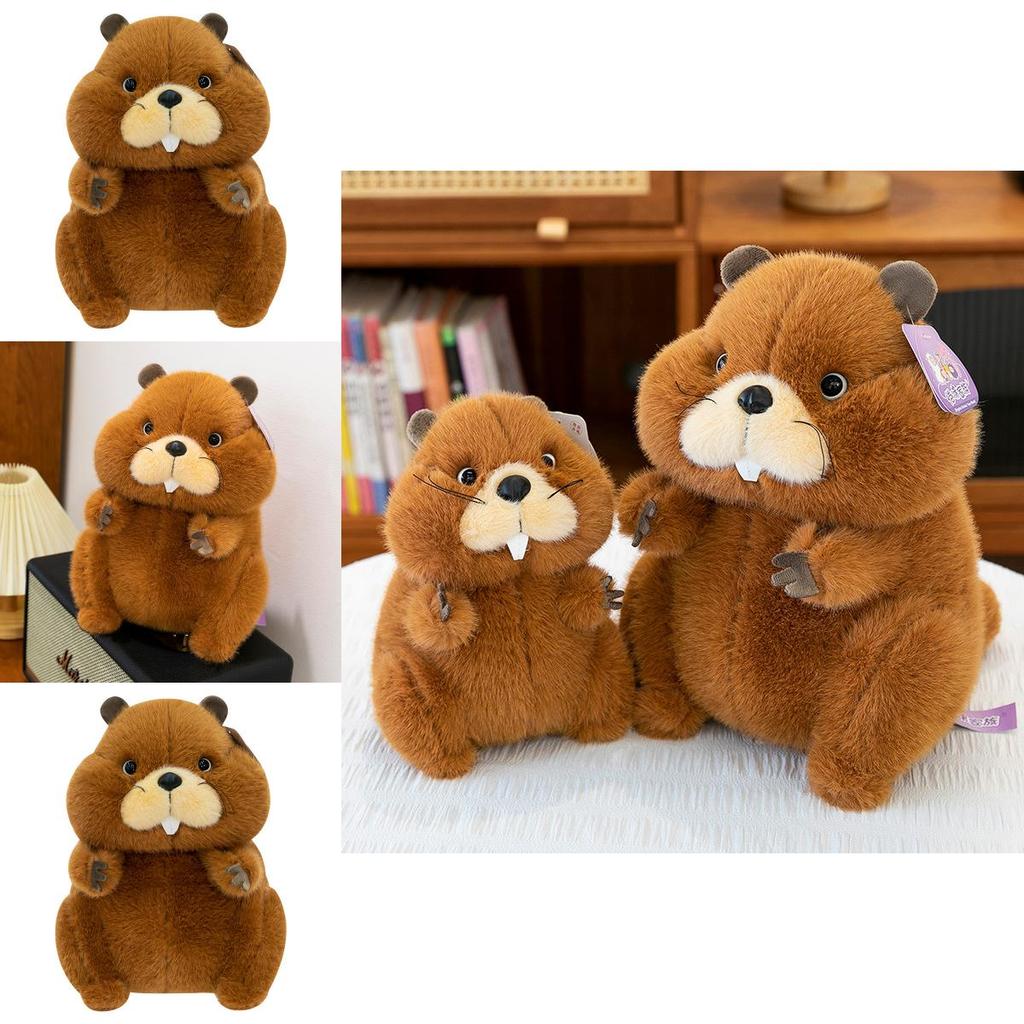 Plush Groundhog Toy With Long Pile Fur For Kids Playroom Decor