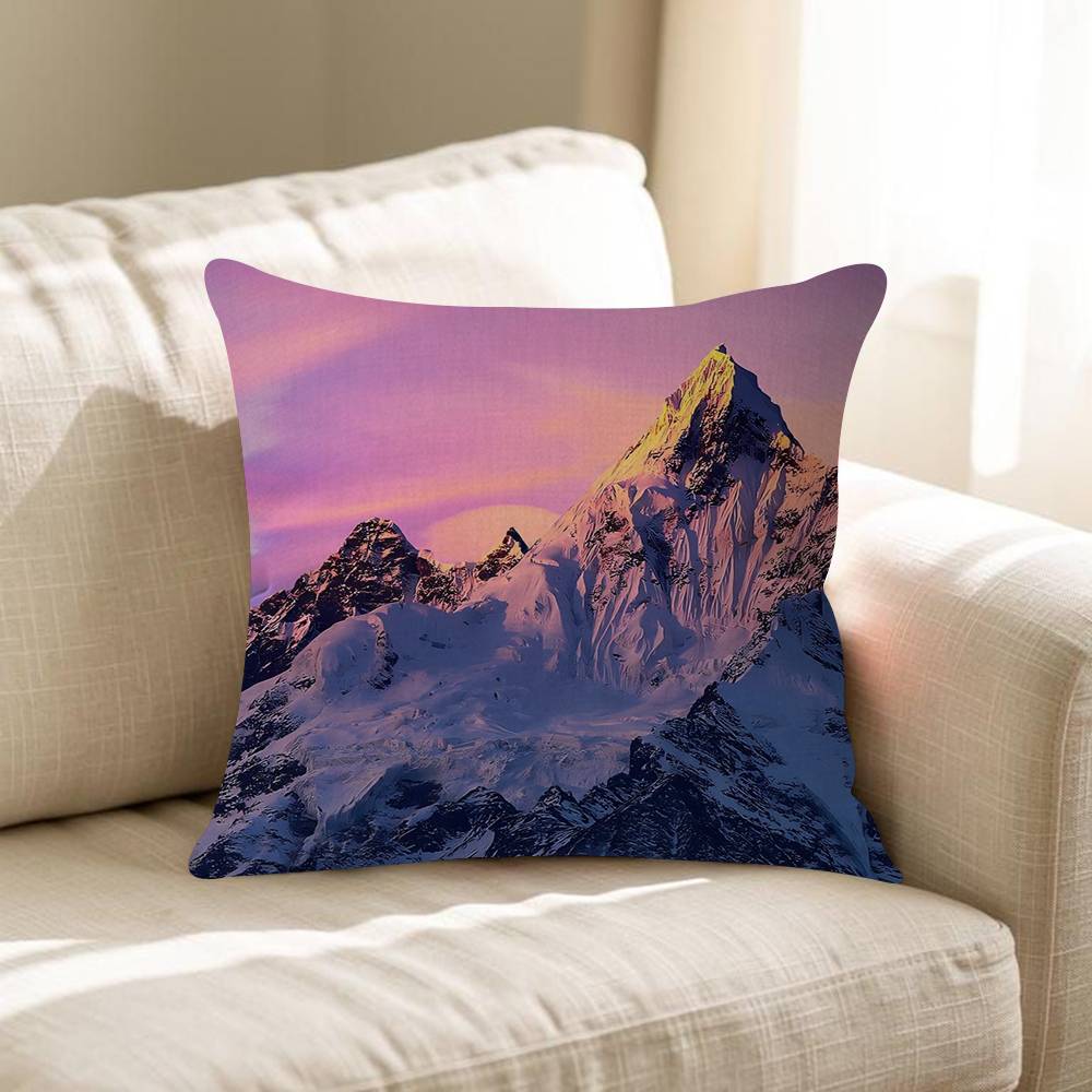 Pink Sunset Mountain Cushion Cover Pillowcase Upholstery Sofa Throw Pillow Home Decor Pillowcas
