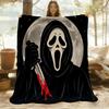 1PC Ghostface Scream Outdoor Flannel Throw Blanket - HD Printed Lightweight Soft Warm All-Season Blanket for Sofa, Bed, Travel, Camping 036