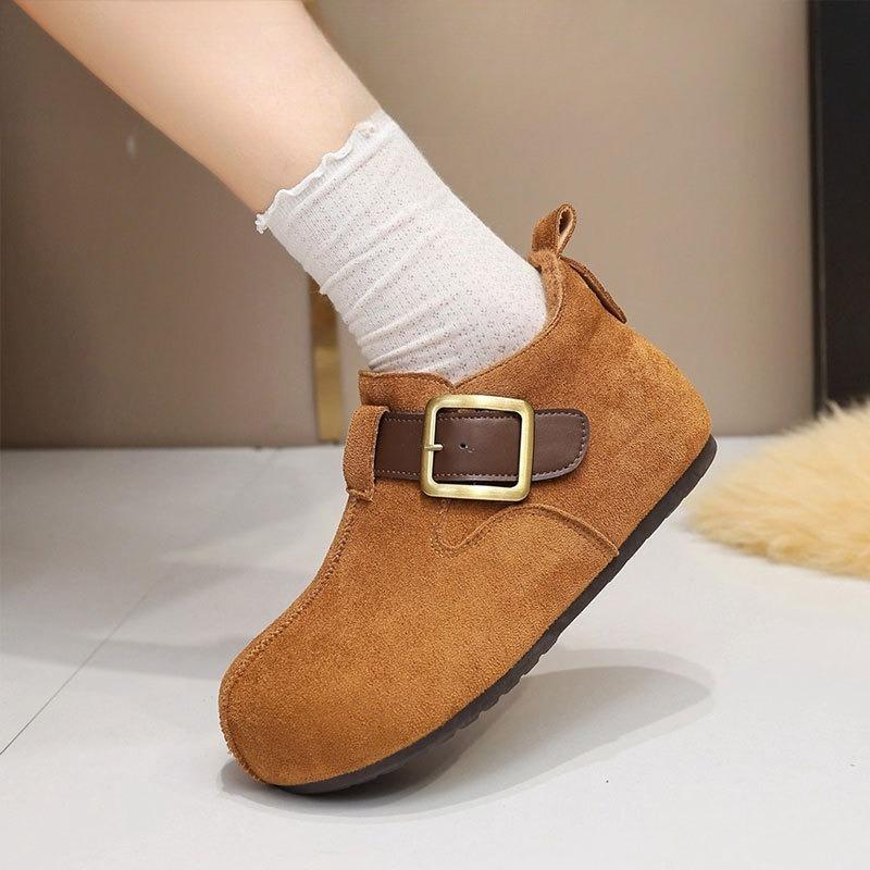 

Ретро женская обувь, Новые теплые повседневные туфли на флисе, Хлопковые туфли на толстой подошве на одну ногу 40 верблюд