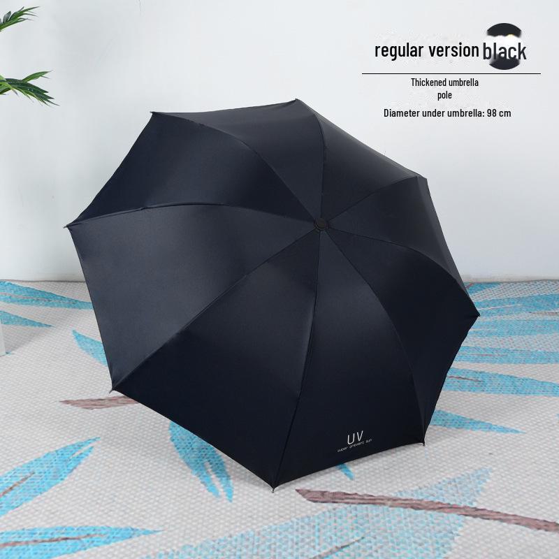 Pánský retro černý skládací slunečník – Unisex, vzor novin.