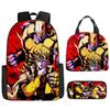 Luxus Neuheit Cool JoJo Wunderbare Abenteuer 3D Druck 3 Stück/Set Schüler Rucksäcke Laptop Tagesrucksack Rucksack Brottasche Federmäppchen