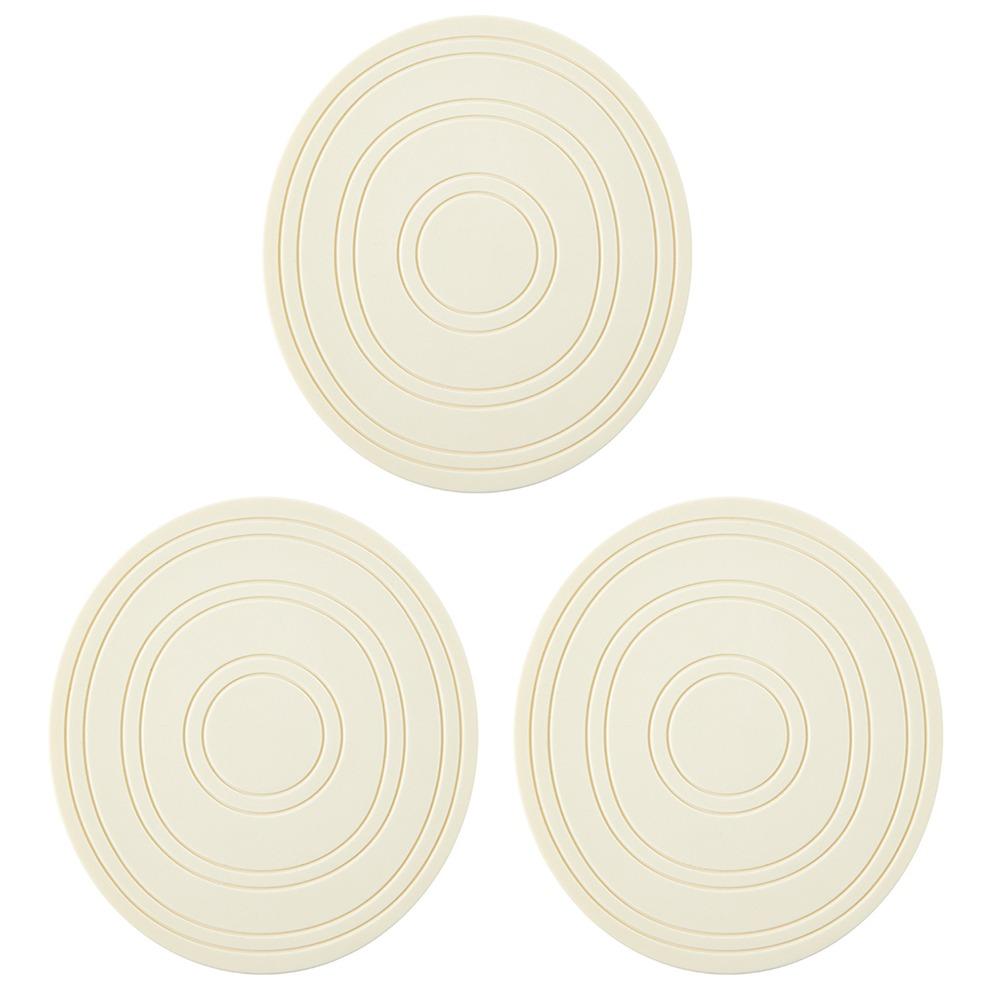 

3Pcs Silicone Heat Resistant Pads Non-Slip Cup Dish Drying Mat Tea Cup Holder Drink Coasters Table White Mat