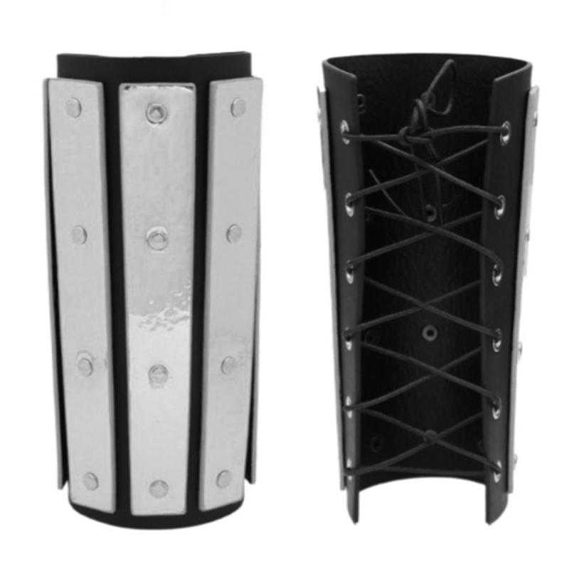 Historical Arm Guard Cosplay Arm Gauntlets Antique Armband Knight Arm Guard PU Leather Arm Bracers for Music Festival