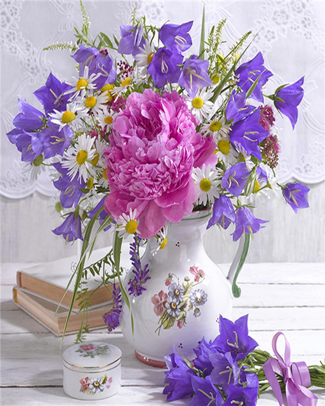 

RUOPOTY картина по номерам маргаритка уникальный подарок DIY рамка ручная роспись настенная краска по номерам цветок для гостиной 40x50cm NO Frame