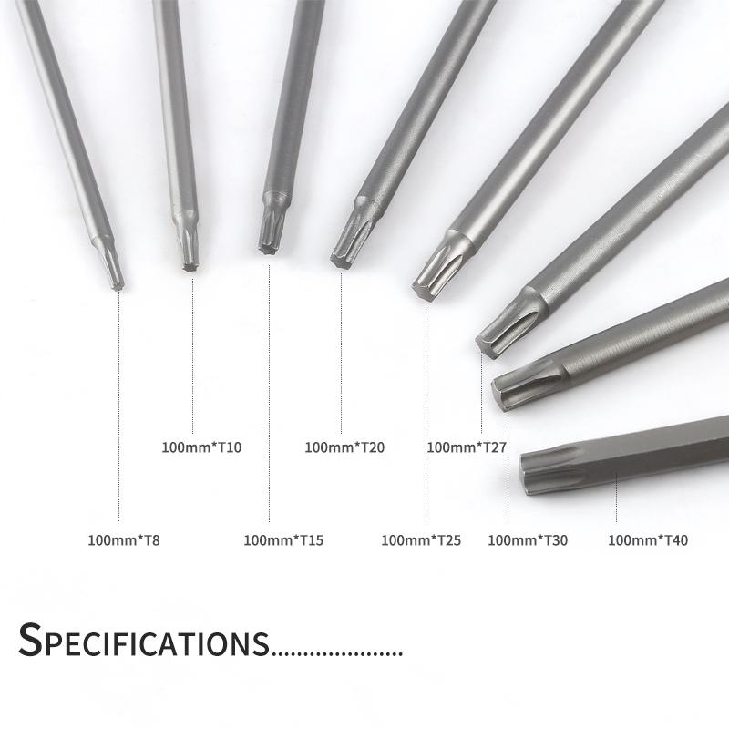 8/10 buc 1/4" 100 mm magnetic Torx șurubelniță electrică biți set șurubelniță Torx de înaltă calitate T8-T40