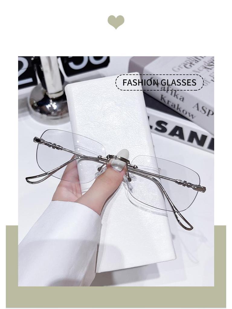 Retro Frameless Photochromic Myopia Glasses - Ultra-light, Artistic Metal Frames, Anti-blue Light, Prescription or Plano Lenses Compatible.
