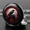 Exquisite Vintage Black Crow Quartz Pocket Watch, Necklace Pendant With World Time Feature,  Ideal Gift For Men & Women and Kids